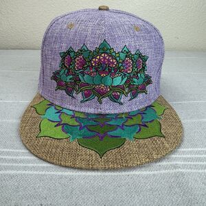 Unisex Flight Inspired Embroidered Flower Of Life Lotus Hemp Hat Fitted 7 3/8